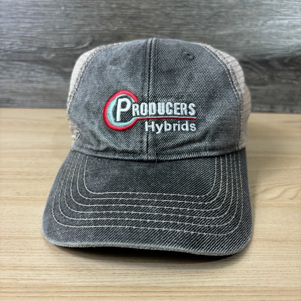 Producers Hybrids Hat Cap Strap Back Gray Farming Seed One Size Adjustable